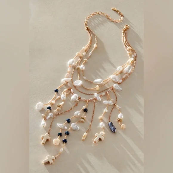 Free People Ariana Ost something beautiful Boho Pearl and Bead Necklace - Picture 2 of 7